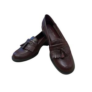 Laura Scott Womens Marshall Burgundy Leather Kiltie Preppy Tassel Loafers Size 6